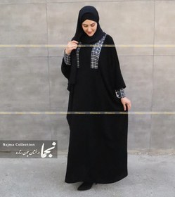 تصویر عبا اسپرت فری سایز کرپ عبایی مدل نجلا مزون نجما - مشکی / سایز Sport Abaya Najla Abaya