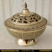 تصویر شکلات خوری برنجی برنزی تاما مدل مشبک با کیفیت بالا (شکلات خوری برنزی) Tama brass chocolate bar with 6 inch mesh lid