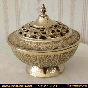 تصویر شکلات خوری برنجی برنزی تاما مدل مشبک با کیفیت بالا (شکلات خوری برنزی) Tama brass chocolate bar with 6 inch mesh lid