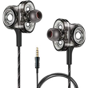 تصویر درایورهای سه گانه درایو گوش ، هدفون های سیمی ، 6D Sound Effect Deep Bass Stereo Earbuds در هدفون گوش با میکروفون ، جدا سازی صدا ، کنترل صدا ، هدست برای تلفن های هوشمند ، رایانه شخصی (درایور سه گانه) 