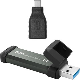 تصویر هارد اس اس دی اکسترنال سیلیکون پاور مدل MS70 ظرفیت 1 ترابایت به همراه تبدیل USB به TYPE C 