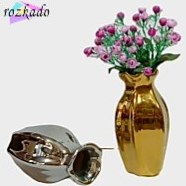 تصویر پخش گلدان طلایی و سیلور دکوری براق سرامیکی مدل لبچین کد E198 تک و عمده 