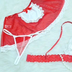 تصویر ست کاستوم خدمتکار زنانه ۳ تکه مرواریددار کد 7004 Women's lingerie