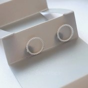 تصویر گوشواره میخی طرح دایره نقره عیار925 _ ضدحساسیت 