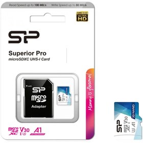 تصویر کارت حافظه سیلیکون پاور مدل SP Superior Pro microSDXC UHS-I 64GB 100MB SP Superior Pro microSDXC UHS-I 64GB 100MB