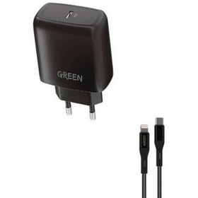 تصویر شارژر 20 وات گرین لاین همراه با کابل تایپ سی Green Type-C Port Wall Charger 20W