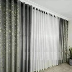 تصویر پرده پذیرایی ۳ متری مخمل طلاکوب کالیفرنیا و حریر ترک 