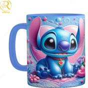 تصویر ماگ مدل استیج Stitch دسته رنگی کد 9156 Stitch model mug, colored handle, code 9156