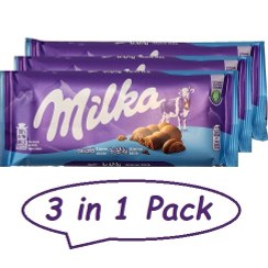 تصویر شکلات تخته‌ای میلکا مدل بابلی، بسته 3 عددی Bubbly Milka Chocolate bar, 3 in 1