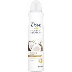 تصویر اسپری ضد تعریق زنانه با رایحه نارگیل و یاس حجم 250 میل داو Dove Nourishing Secrets Restoring Ritual Coconut And Jasmine Spray Body Spray 250 ml