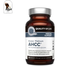 تصویر کپسول ای اچ سی سی پلاتینیوم AHCC آمریکایی Quality of Life Labs Quality Of Life, Kinoko Platinum Ahcc, 60 Vegi Capsul.usa