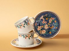 تصویر فنجان چای خوری انگلیش هوم طرح Flower Spree بسته ۲ عددی 