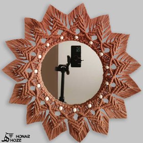 تصویر آینه مکرومه مدل نیلوفر|macrame mirror a03 