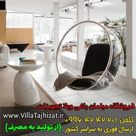 تصویر صندلی شیشه‌ای آویز پلکسی 