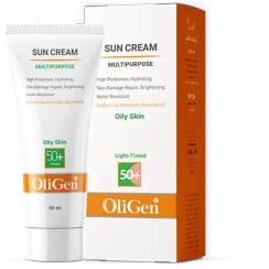 تصویر ضد آفتاب رنگی پوست چرب الی ژن +SPF 50 - لایت Oligen Multipurpose Sunscreen For Oily Skin - Light