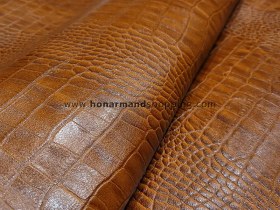 تصویر چرم بزی طرح روکو رنگ عسلی 