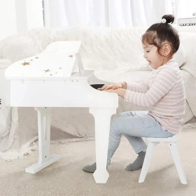 تصویر پیانو سفید چوبی کلاسیک ورلد Classic World Grand Piano White مدل 54273 