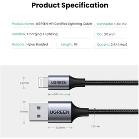 تصویر کابل 2 متری تبدیل USB به لایتنینگ یوگرین مدل US199 Ugreen US199 USB to Lightening