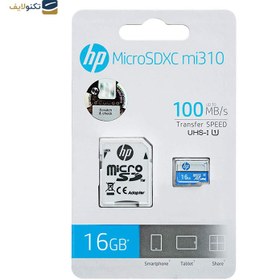 تصویر کارت حافظه‌ microSDXC اچ پی کلاس 10 استاندارد UHS-I U1 مدل HFUD016-1U1BA ظرفیت 16 گیگابایت به همراه آداپتور SD HP Memory Card HFUD016-1U1BA MicroSDHC UHS-I U1 Class 10 - 16GB