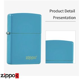 تصویر فندک زیپو اصل Zippo Classic Flat Turquoise کد 49454 Zippo Lighter Classic Flat Turquoise 49454