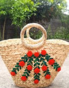 تصویر ساک دسته گرد باشکوفه پارچه ای 