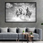 تصویر تابلو اسب دونده مدرن و شیک سیاه و سفید 