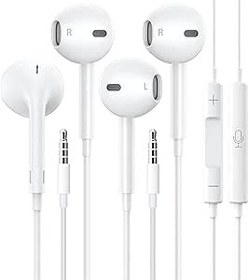تصویر 2 بسته-هدست سیمی Apple Earbuds با دوشاخه 3.5 میلی‌متری [مورد تایید اپل MFi] با میکروفون و کنترل از راه دور داخلی سازگار با آیفون، آی‌پد، آی‌پاد، رایانه شخصی، اندروید اکثر دستگاه‌های صوتی 3.5 میلی‌متری - ارسال 20 روز کاری 2 Packs-Apple Earbuds Wired Headphones with 3.5mm Plug [Apple MFi Certified] with Microphone & Built-in Remote Compatible with iPhone,iPad,iPod,PC,Android Most 3.5mm Audio Devices