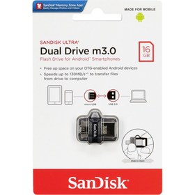 تصویر فلش مموری سن دیسک مدل Dual Drive ظرفیت ۱۶ گیگابایت 