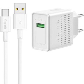 تصویر شارژر دیواری 18 وات مک دودو مدل CH-5750 به همراه کابل تبدیل USB-C 