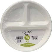 تصویر بشقاب یکبار مصرف مدل سه خانه (pp) پيکنيک 