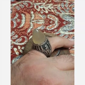 تصویر انگشتر عقیق نباتی طبیعی تراش کله قندی بلند و خاص 