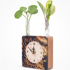 تصویر گلدان چوبی طرح سیاه مشق 