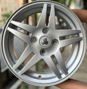 تصویر رینگ فابریک سایز۱۴ (۱۰۰×۴) نقره‌ای ۵ پر (ساینا) نیریز Original Wheel Size 14" (4x100) Silver Neyriz