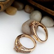 تصویر انگشتر جواهری طلاروس - سایز 