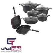 تصویر سرویس قابلمه 13 پارچه گرانیت نالینو مدل Nalino Pot Service 13 Pieces Granite Elita Plus 