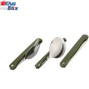 تصویر ست قاشق چنگال و چاقو تاشو ۳ تکه استیل 