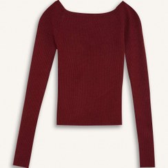 تصویر پلیور زنانه زرشکی دفکتو 