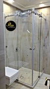تصویر کابین دوش فریم‌لس کشویی کنج لوتوس با یراق استیل و شیشه سکوریت ۸ میل Frameless Sliding Corner Shower Cabin – 8 mm Tempered Glass & Stainless Steel Hardware by Lotus