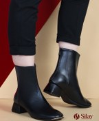 تصویر نیم بوت زنانه مشکی پنجه مربعی سیلای | مدل کلاسیک و راحت با پاشنه کوتاه - مشکی بیاله / 3 