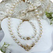 تصویر نیم ست مروارید پرورشی و قفل سواروسکی 