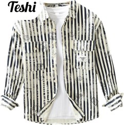 تصویر پیراهن کتان خط دار 