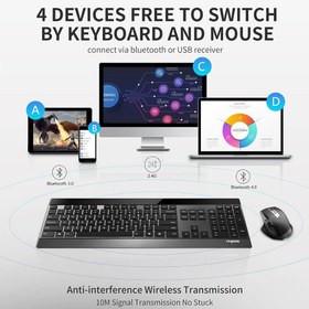 تصویر صفحه کلید و ماوس بی سیم رپو مدل 9900M Rapoo 9900M Multi-mode Wireless Ultra-slim Desktop Set