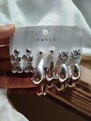 تصویر پک گوشواره میخی نقره ای رنگ - سوم 