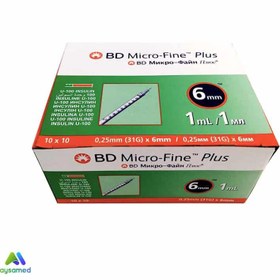 تصویر سرنگ انسولین بی دی مدل Micro-Fine plus حجم 1 میلی لیتر 100 واحدی بسته 100 عددی BD Micro-Fine Insulin Syringe 1ml