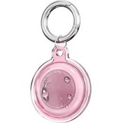 تصویر ردیاب هوشمند پایه جاکلیدی فلزی سازگار با محافظ ضد آب شفاف AIRTAG و سیلیکون صورتی بادوام EDELFU 