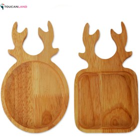 تصویر زیر لیوانی چوبی طرح گوزن رابر 