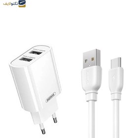 تصویر شارژ دیواری ریمکس مدل RP-U35 به همراه کابل تبدیل USB-C 