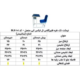 تصویر میز و نیمکت فایبرگلاس یک نفره LX متصل به هم کد B022 