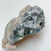 تصویر سنگ راف سلستین بلوری همرشدی با مالاکیت 813 گرم 