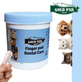 تصویر پد انگشتی دندان گربه و سگ گلد پد 50 عددی gold pad Dental Wipes for dog & cats 50 Pcs
